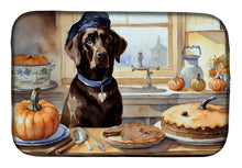 Load image into Gallery viewer, Chocolate Lab Fall Kitchen Pumpkins Dish Drying Mat