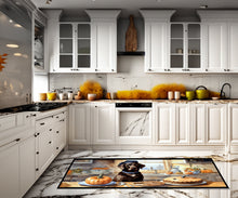 Load image into Gallery viewer, Chocolate Lab Fall Kitchen Pumpkins Runner Mat 28x58