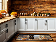 Load image into Gallery viewer, Chocolate Lab Fall Kitchen Pumpkins Runner Mat 28x58