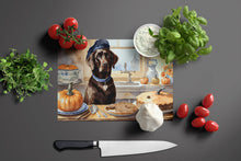 Load image into Gallery viewer, Chocolate Lab Fall Kitchen Pumpkins Glass Cutting Boards – Durable, Decorative Kitchen Art Large