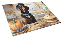 Load image into Gallery viewer, Chocolate Lab Fall Kitchen Pumpkins Glass Cutting Boards – Durable, Decorative Kitchen Art Large