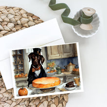 Load image into Gallery viewer, Chocolate Lab Fall Kitchen Pumpkins Greeting Cards -  Blank Note Cards – 8-Pack of Artist-Designed Cards with Envelopes