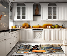 Load image into Gallery viewer, Chocolate Lab Fall Kitchen Pumpkins Runner Mat 28x58