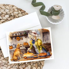 Load image into Gallery viewer, Yellow Lab Fall Kitchen Pumpkins Greeting Cards -  Blank Note Cards – 8-Pack of Artist-Designed Cards with Envelopes