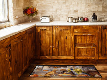 Load image into Gallery viewer, Yellow Lab Fall Kitchen Pumpkins Runner Mat 28x58
