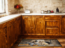 Load image into Gallery viewer, Yellow Lab Fall Kitchen Pumpkins Runner Mat 28x58