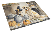 Load image into Gallery viewer, Yellow Lab Fall Kitchen Pumpkins Glass Cutting Boards – Durable, Decorative Kitchen Art Large