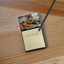Load image into Gallery viewer, Lakeland Terrier Fall Kitchen Pumpkins Sticky Note Holder- Refiilable Desk Accessory Note Pad