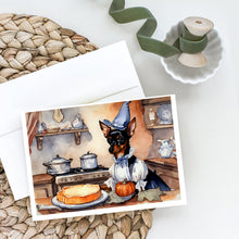 Load image into Gallery viewer, Miniature Pinscher Fall Kitchen Pumpkins Greeting Cards -  Blank Note Cards – 8-Pack of Artist-Designed Cards with Envelopes