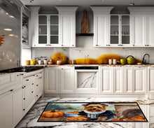 Load image into Gallery viewer, Norfolk Terrier Fall Kitchen Pumpkins Runner Mat 28x58