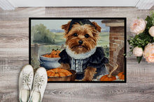 Load image into Gallery viewer, Norfolk Terrier Fall Kitchen Pumpkins Doormat - 24x36 Decorative Floor Mat – Indoor/Outdoor Rug with Artistic Flair