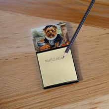 Load image into Gallery viewer, Norfolk Terrier Fall Kitchen Pumpkins Sticky Note Holder- Refiilable Desk Accessory Note Pad