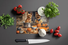 Load image into Gallery viewer, Norwich Terrier Fall Kitchen Pumpkins Glass Cutting Boards – Durable, Decorative Kitchen Art Large