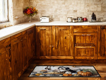 Load image into Gallery viewer, Old English Sheepdog Fall Kitchen Pumpkins Runner Mat 28x58