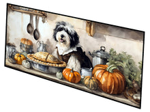 Load image into Gallery viewer, Old English Sheepdog Fall Kitchen Pumpkins Runner Mat 28x58
