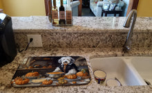 Load image into Gallery viewer, Old English Sheepdog Fall Kitchen Pumpkins Dish Drying Mat