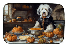 Load image into Gallery viewer, Old English Sheepdog Fall Kitchen Pumpkins Dish Drying Mat