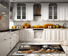 Load image into Gallery viewer, Old English Sheepdog Fall Kitchen Pumpkins Runner Mat 28x58