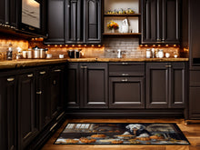 Load image into Gallery viewer, Old English Sheepdog Fall Kitchen Pumpkins Runner Mat 28x58