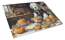 Load image into Gallery viewer, Old English Sheepdog Fall Kitchen Pumpkins Glass Cutting Boards – Durable, Decorative Kitchen Art Large