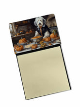 Load image into Gallery viewer, Old English Sheepdog Fall Kitchen Pumpkins Sticky Note Holder- Refiilable Desk Accessory Note Pad
