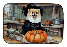 Load image into Gallery viewer, Pomeranian Fall Kitchen Pumpkins Dish Drying Mat