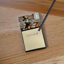 Load image into Gallery viewer, Pomeranian Fall Kitchen Pumpkins Sticky Note Holder- Refiilable Desk Accessory Note Pad
