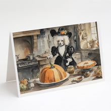 Load image into Gallery viewer, Poodle Fall Kitchen Pumpkins Greeting Cards -  Blank Note Cards – 8-Pack of Artist-Designed Cards with Envelopes