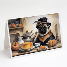 Load image into Gallery viewer, Pug Fall Kitchen Pumpkins Greeting Cards -  Blank Note Cards – 8-Pack of Artist-Designed Cards with Envelopes