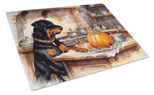 Load image into Gallery viewer, Rottweiler Fall Kitchen Pumpkins Glass Cutting Boards – Durable, Decorative Kitchen Art Large