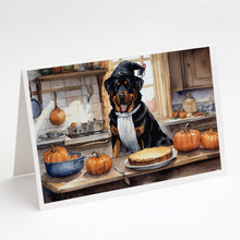 Load image into Gallery viewer, Rottweiler Fall Kitchen Pumpkins Greeting Cards -  Blank Note Cards – 8-Pack of Artist-Designed Cards with Envelopes