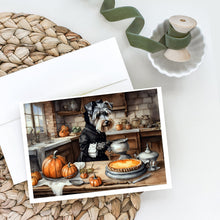 Load image into Gallery viewer, Schnauzer Fall Kitchen Pumpkins Greeting Cards -  Blank Note Cards – 8-Pack of Artist-Designed Cards with Envelopes