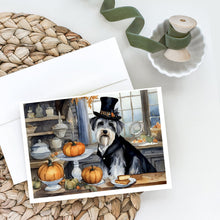 Load image into Gallery viewer, Schnauzer Fall Kitchen Pumpkins Greeting Cards -  Blank Note Cards – 8-Pack of Artist-Designed Cards with Envelopes
