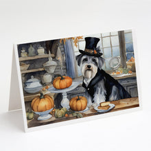 Load image into Gallery viewer, Schnauzer Fall Kitchen Pumpkins Greeting Cards -  Blank Note Cards – 8-Pack of Artist-Designed Cards with Envelopes