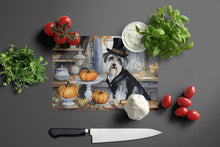 Load image into Gallery viewer, Schnauzer Fall Kitchen Pumpkins Glass Cutting Boards – Durable, Decorative Kitchen Art Large