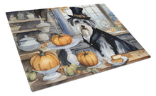 Load image into Gallery viewer, Schnauzer Fall Kitchen Pumpkins Glass Cutting Boards – Durable, Decorative Kitchen Art Large