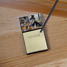 Load image into Gallery viewer, Schnauzer Fall Kitchen Pumpkins Sticky Note Holder- Refiilable Desk Accessory Note Pad