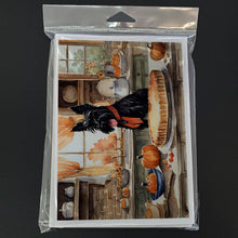 Load image into Gallery viewer, Scottish Terrier Fall Kitchen Pumpkins Greeting Cards -  Blank Note Cards – 8-Pack of Artist-Designed Cards with Envelopes