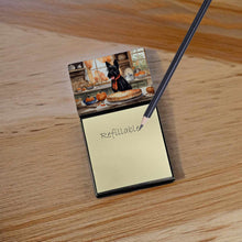 Load image into Gallery viewer, Scottish Terrier Fall Kitchen Pumpkins Sticky Note Holder- Refiilable Desk Accessory Note Pad