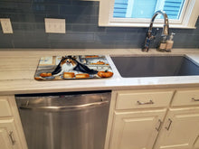 Load image into Gallery viewer, Sheltie Fall Kitchen Pumpkins Dish Drying Mat