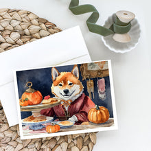 Load image into Gallery viewer, Shiba Inu Fall Kitchen Pumpkins Greeting Cards -  Blank Note Cards – 8-Pack of Artist-Designed Cards with Envelopes