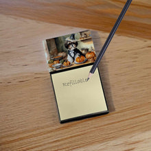 Load image into Gallery viewer, Shih Tzu Fall Kitchen Pumpkins Sticky Note Holder- Refiilable Desk Accessory Note Pad