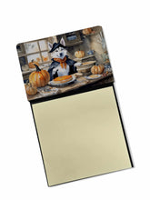 Load image into Gallery viewer, Siberian Husky Fall Kitchen Pumpkins Sticky Note Holder- Refiilable Desk Accessory Note Pad