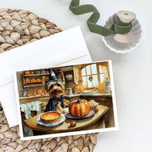Load image into Gallery viewer, Silky Terrier Fall Kitchen Pumpkins Greeting Cards -  Blank Note Cards – 8-Pack of Artist-Designed Cards with Envelopes