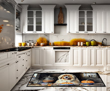 Load image into Gallery viewer, Tibetan Mastiff Fall Kitchen Pumpkins Runner Mat 28x58