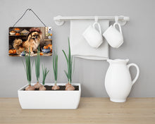 Load image into Gallery viewer, Tibetan Spaniel Fall Kitchen Pumpkins Wall or Door Hanging Prints
