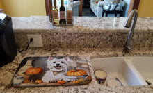 Load image into Gallery viewer, Westie Fall Kitchen Pumpkins Dish Drying Mat