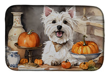 Load image into Gallery viewer, Westie Fall Kitchen Pumpkins Dish Drying Mat