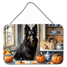 Load image into Gallery viewer, Belgian Sheepdog Fall Kitchen Pumpkins Wall or Door Hanging Prints