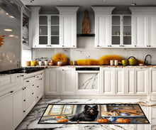Load image into Gallery viewer, Belgian Sheepdog Fall Kitchen Pumpkins Runner Mat 28x58